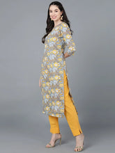 Women Cotton Grey Printed Kurtas
